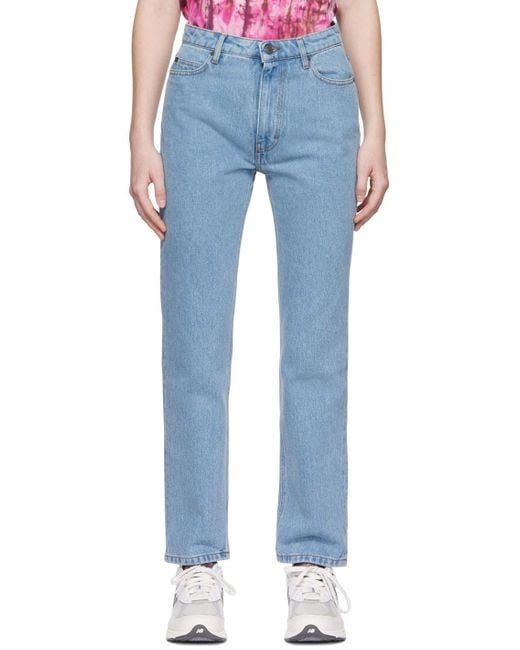 AMI Blue Logo-Patch Denim Jeans