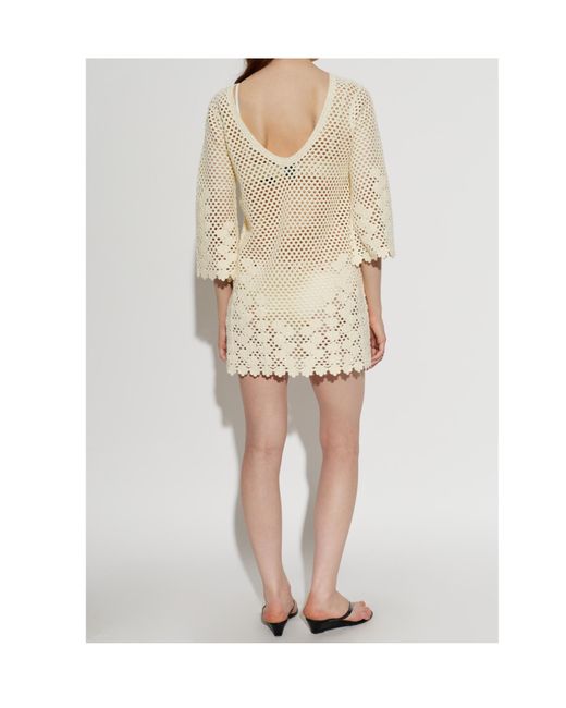 Posse Natural Saskia Floral-Crochet Mini Dress