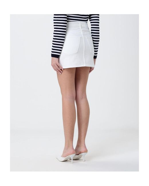 Dondup White Straight Hem Mini Denim Skirt