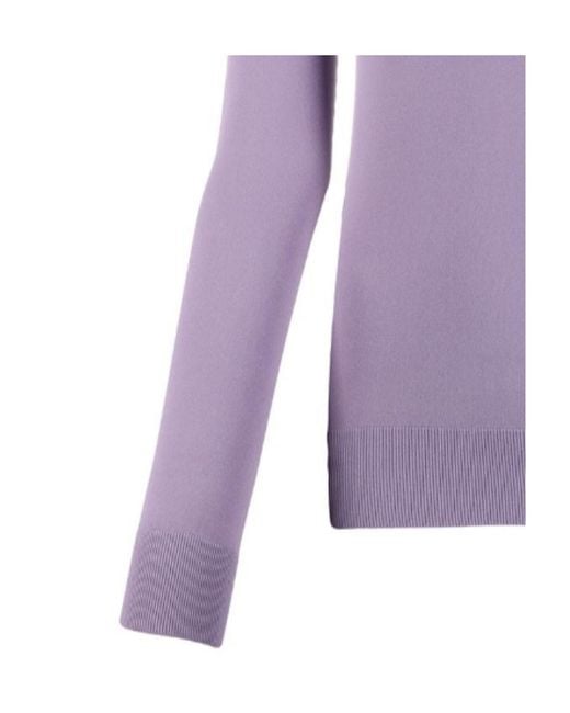 Bottega Veneta Purple Fine-Knit High-Neck Jumper