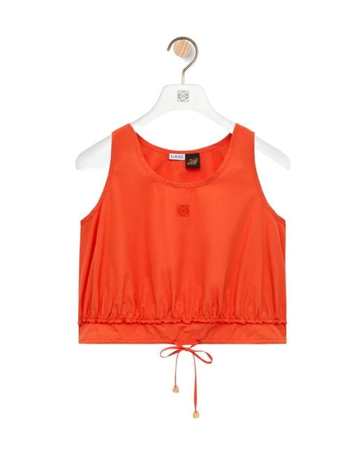 Loewe Red Drawstring Waist Crewneck Top