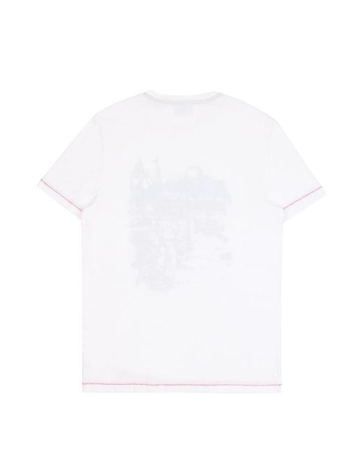 EA7 White Round Collar Logo T-Shirt for men