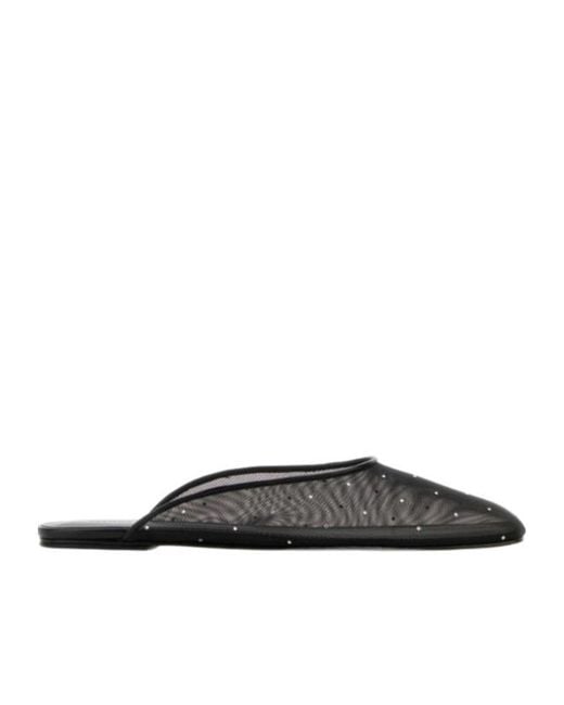 Magda Butrym Black Embellished Mesh Flat Mules