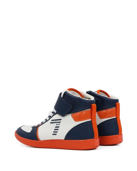 EA7 Blue High-Top Lace-Up Casual Sneakers for men