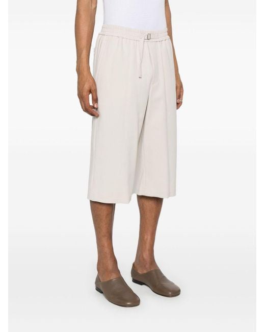 AMI White Logo Plaque Belted Shorts for men