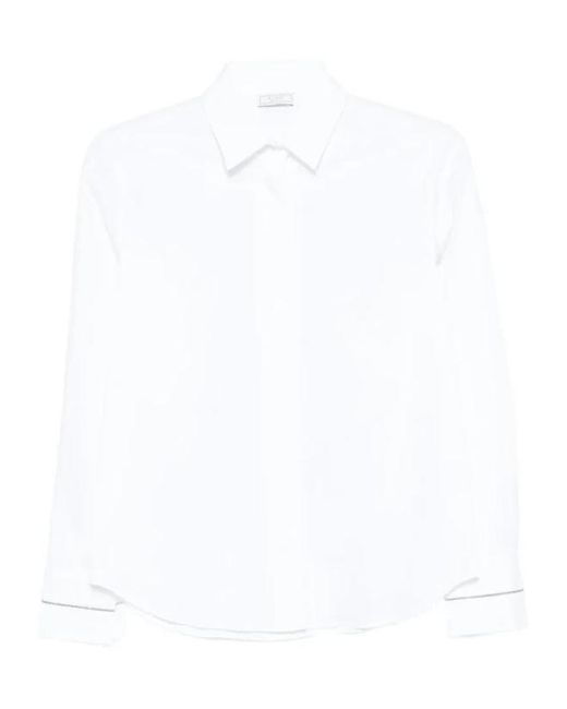 Peserico White Long-Sleeve Buttoned Shirt