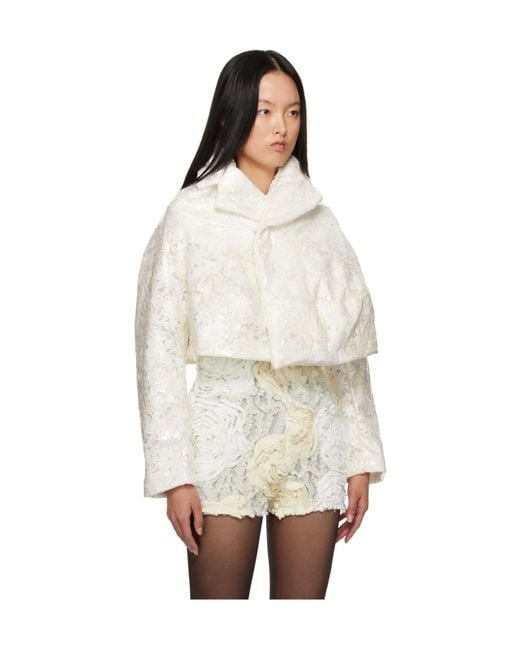 Comme des Garçons White Lapel Lace Casual Jacket