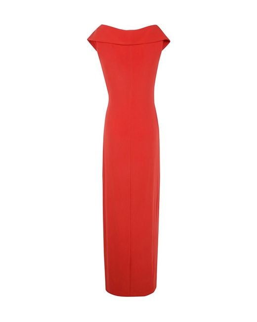 Ralph Lauren Red Lauren V-Neck Sleeveless Maxi Dress