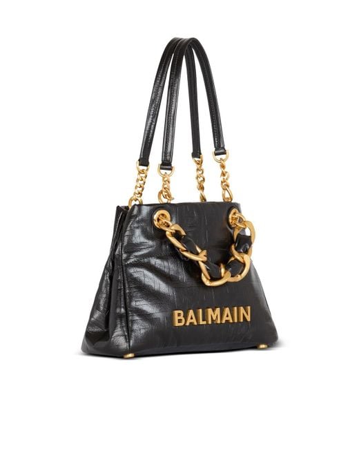 Balmain Black Logo Lettering 1945 Soft Tote Bag