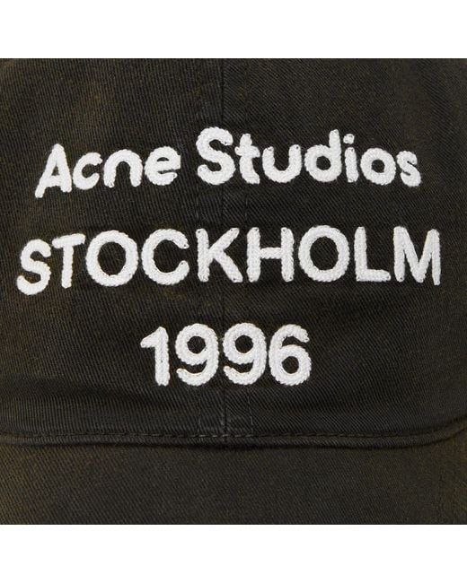 Acne Black Darktoned Cotton Baseball Cap for men