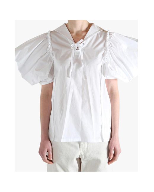 Comme des Garçons White Comme Des Garçons Tao Ruffled Sailor Collar Blouse