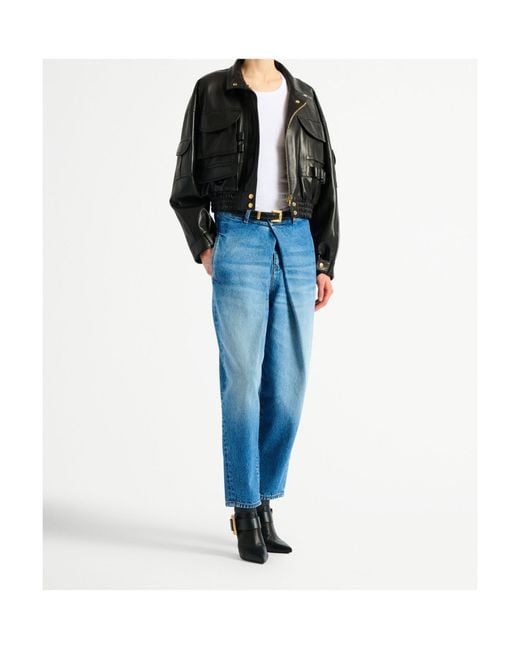 Balmain Black Lambskin Bomber Jacket