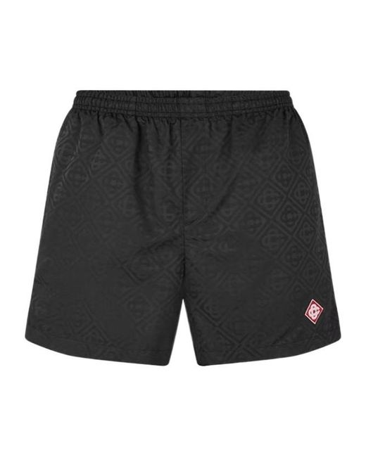 Casablanca Black Elastic Waist Swim Trunks for men