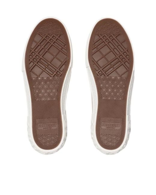 Burberry White Checked Lace-Up Sneakers