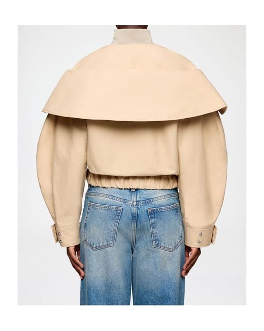 Ganni Natural Layered Cotton Bomber Jacket