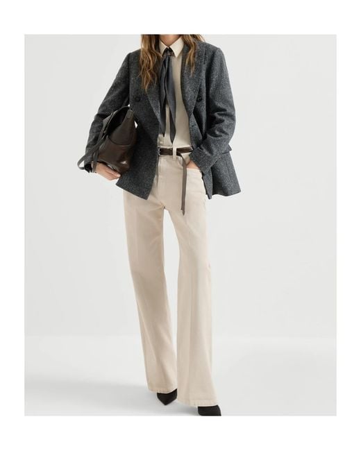 Brunello Cucinelli Gray Double-Breasted Blazer