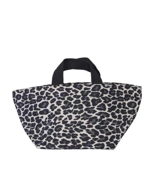 Herve Chapelier Black Leopard-Print Zip-Up Tote Bag