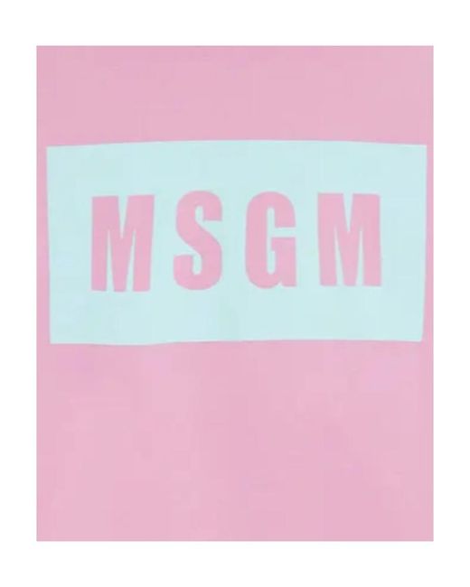 MSGM Pink Logo Printed Hoodie