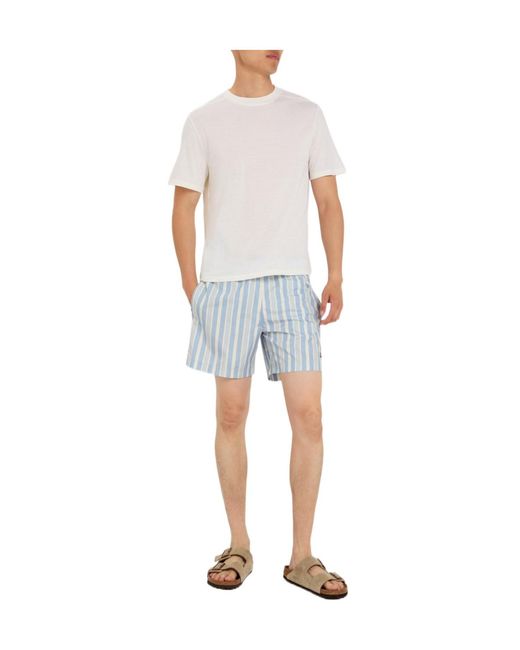 Moncler Blue Striped Nylon Swim Trunks for men
