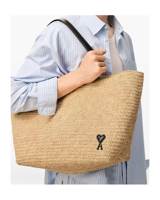 AMI Natural Ami Ami De Coeur Large Top Handle Bag for men