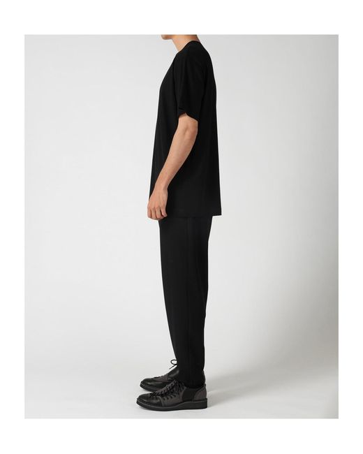 Yohji Yamamoto Black Soft Single Jersey Round Neck Ss Tee for men