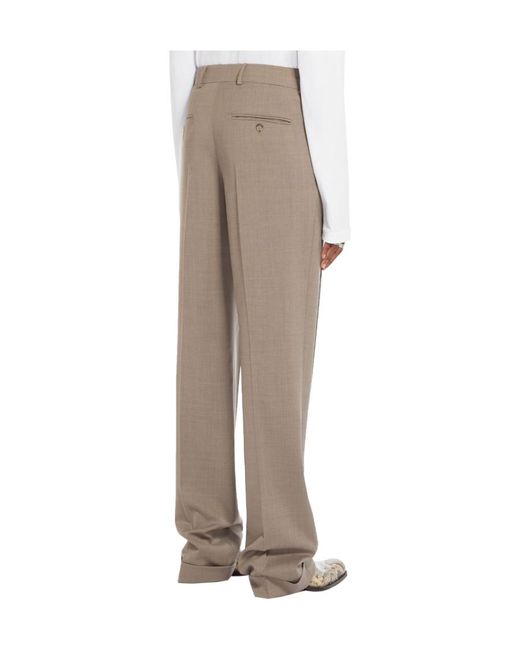 Sportmax Brown Button Detailed Straight Leg Pants