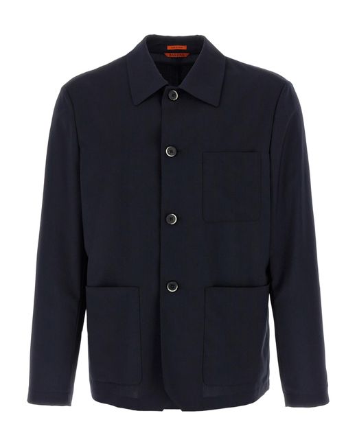 Barena Blue Visal Buttoned Overshirt for men