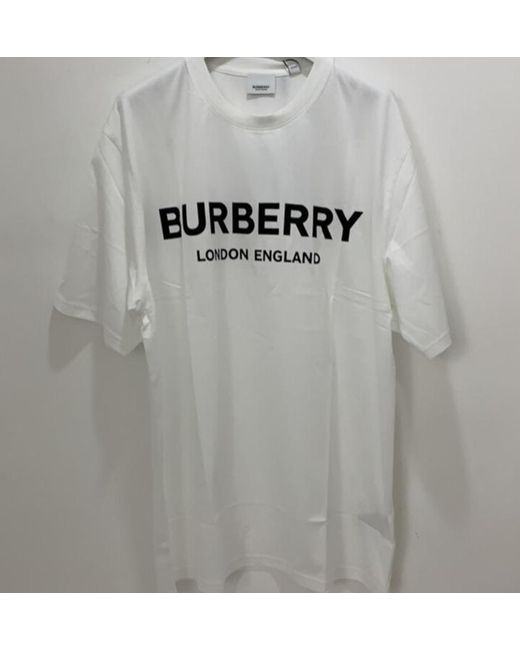 Burberry White Logo Print Crewneck T-Shirt for men