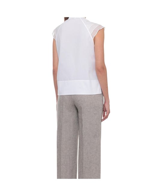 Peserico White Panelled Sleeveless Top