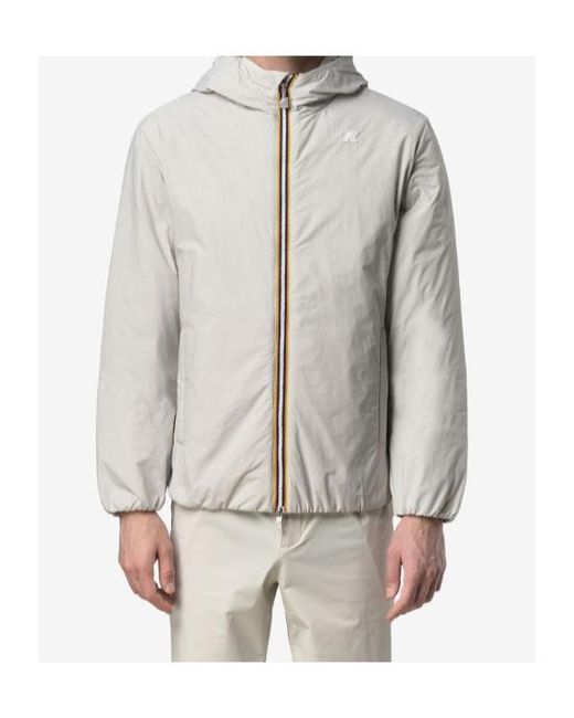 K-Way Gray Plain Hooded Jacket for men