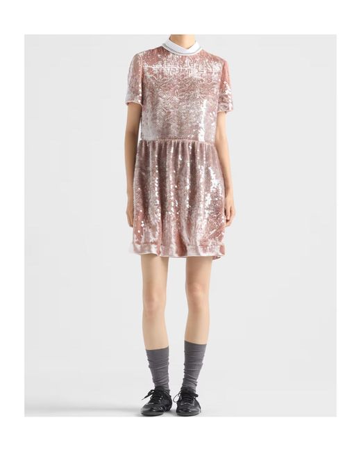Prada Pink Sequined Velvet Mini-Dress