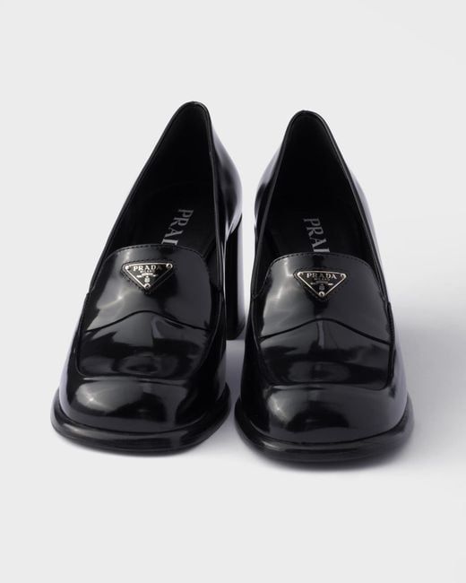 Prada Black Brushed Leather Loafers