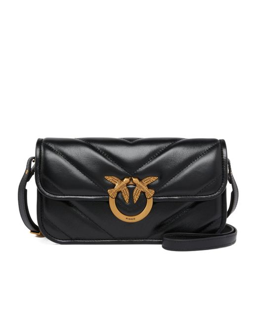 Pinko Black Chevron Large Shoulder Bag