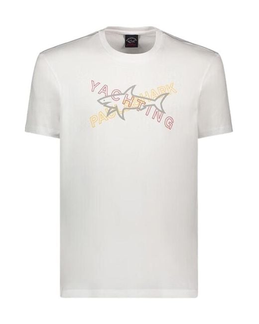 Paul & Shark White Logo T-Shirt With Round Neck Pattern for men
