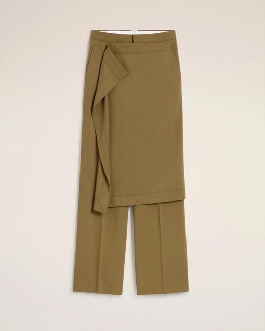 AMI Green Wool Front Panel Large Trousers