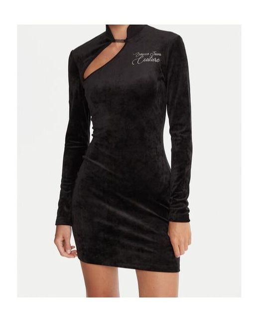 Versace Jeans Black Couture Logo Strap-Buckle Mini Dress