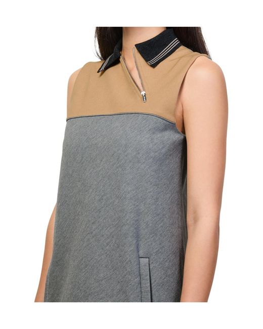 Miu Miu Gray Sleeveless Bi-Color Mini Dress