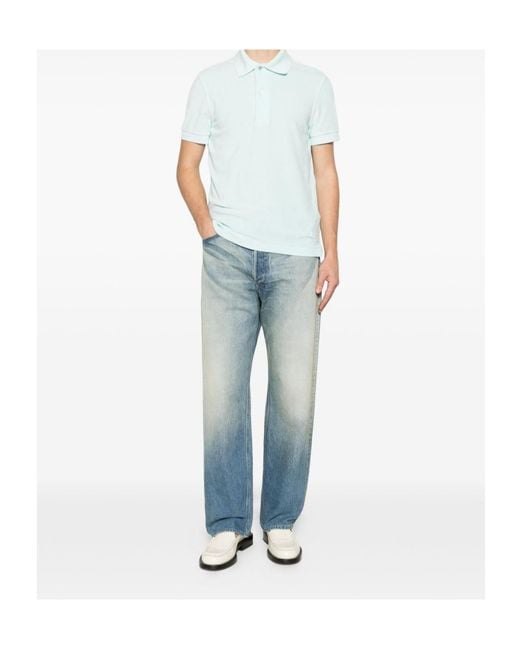 Tom Ford Blue Short Sleeved Towelling Polo Shirt for men