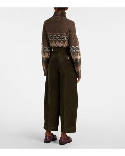 Altuzarra Black Dash Cotton Corduroy Barrel-Leg Pants