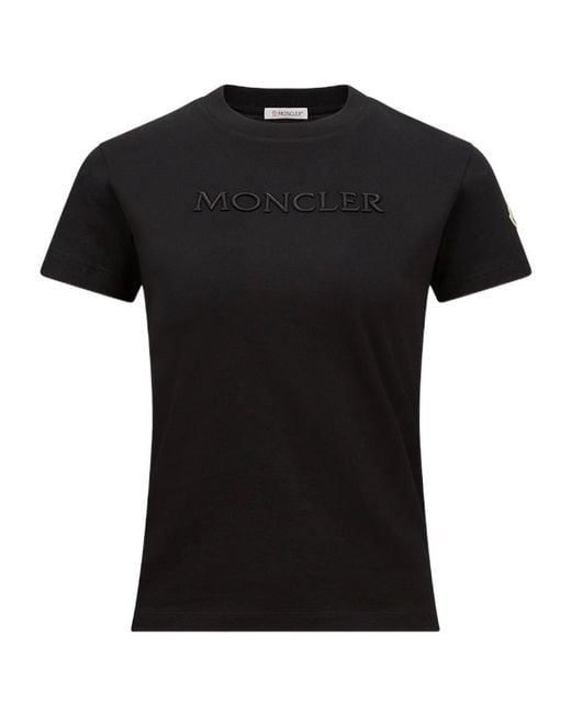 Moncler Black Logo Embroidered Crewneck T-Shirt