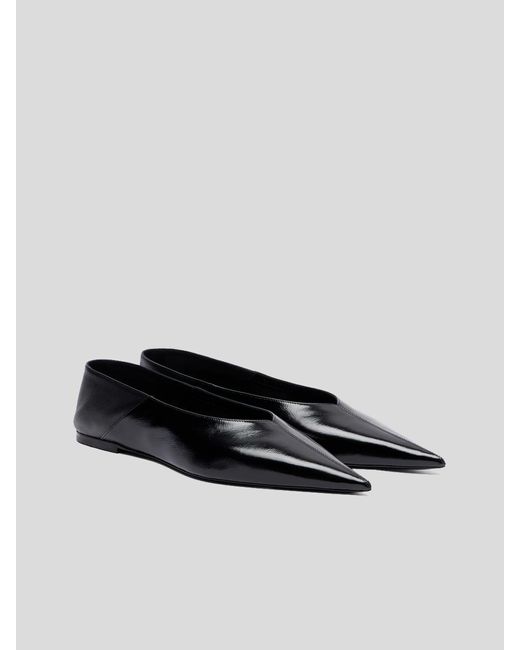 Saint Laurent Black Nour Pointed-Toe Leather Mules