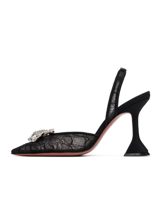 AMINA MUADDI Black Rosie Lace Sling 95 Pointed-Toe High-Heeled Sandals