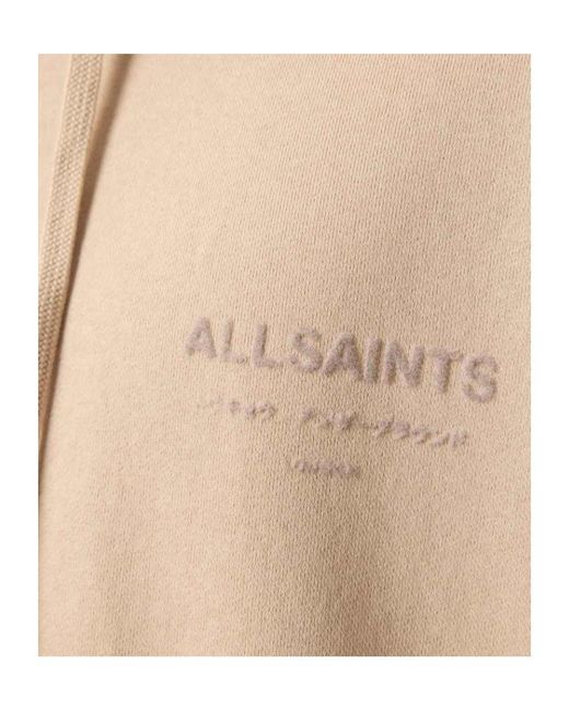 AllSaints Natural Xander Long Sleeve Cotton Hoodie for men