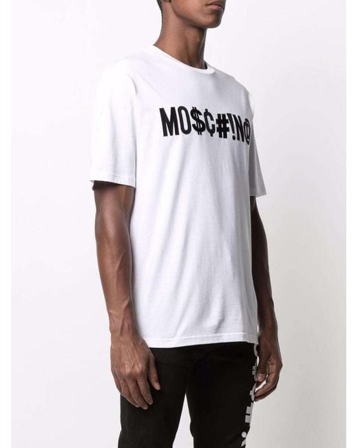 Moschino White Symbols Logo-Embroidered Boxy T-Shirt for men