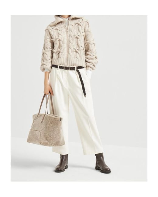 Brunello Cucinelli Natural Long-Sleeved Cardigan