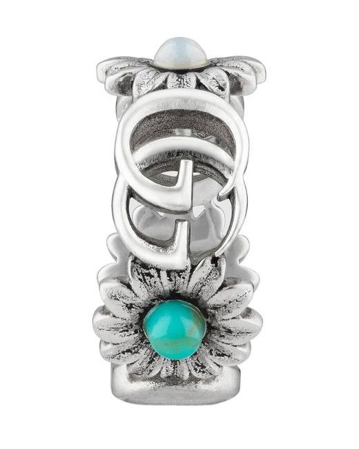 Gucci White Gg Marmont Mother-Of-Pearl Ring