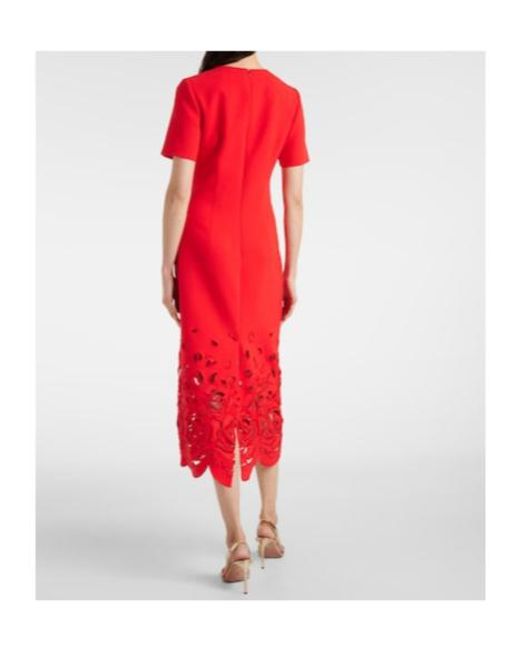 Oscar de la Renta Red Floral Cutout Cocktail Dress