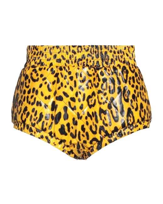 Dolce & Gabbana Yellow Leopard Print Stretch Shorts