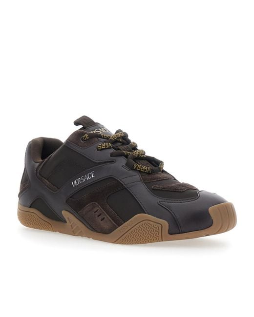 Versace Black Galaxia Panelled Lace-Up Sneakers for men