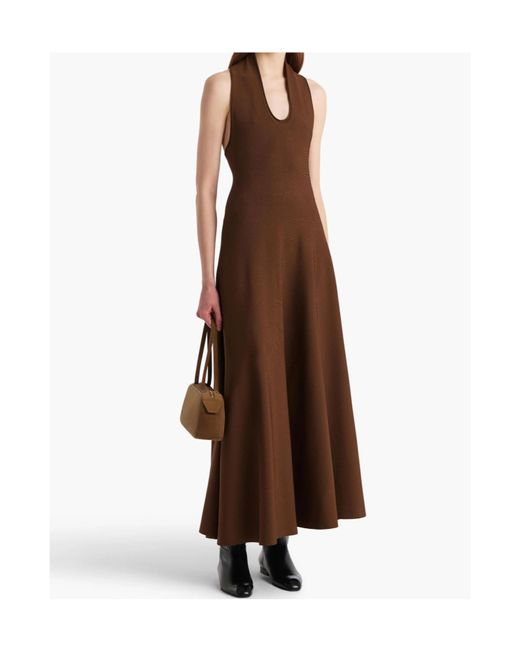 Khaite Brown Halter Neck Dress